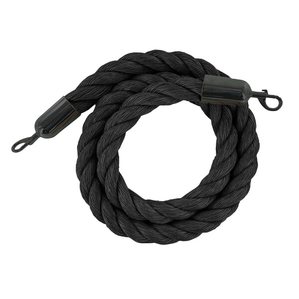 Montour Line Twisted Polyprop.Rope Black With Black Snap Ends 6ft.Cotton Core - PPR150-60-BK-SE-BK