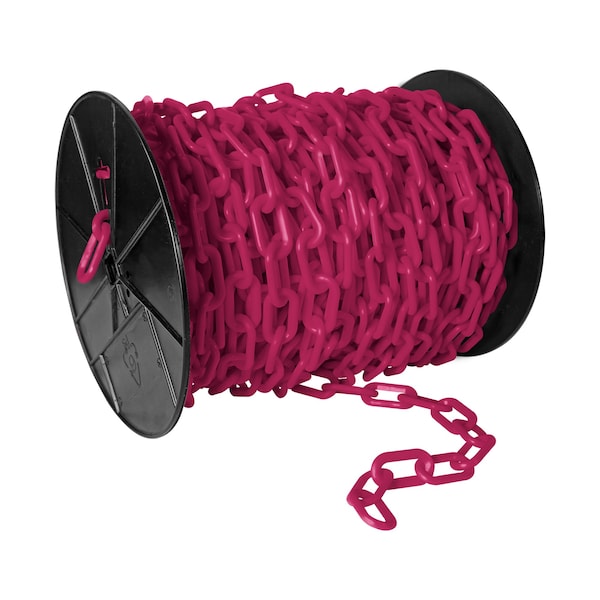 Mr. Chain 2" x 125' Safety Pink Plastic Safety Chain - Reel - 50125