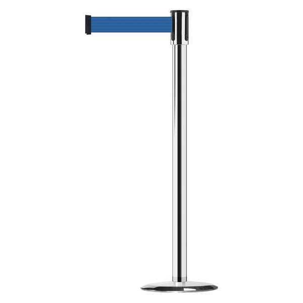 Tensabarrier Barrier Post with Belt, Polished Chrome, 13 ft Length, 38 in Post Height, No Legend, Universal - 890U-1P-1P-1P-MAX-NO-L5X-C