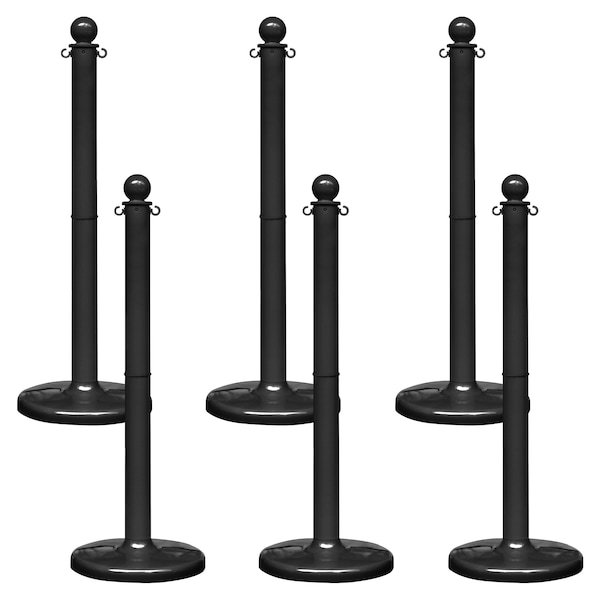 Mr. Chain Black Medium Duty Stowable Stanchion, 6PK - 93703-6
