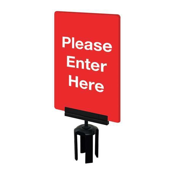 Tensabarrier Acrylic Sign, Red, Please Enter Here - S01-P-21-7X11-V-HDSB-1701-33
