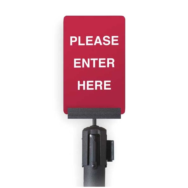 Tensabarrier Acrylic Sign, Red, Please Enter Here - S01-P-21-7X11-V-HDSB-1701-33
