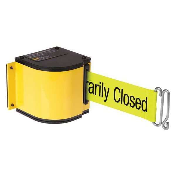 Lavi Industries Warehouse Quick Mount Retractable Belt Barrier, Yellow, 18 ft Length, Powder Coated - 50-3016M/YL/18/FY/S7