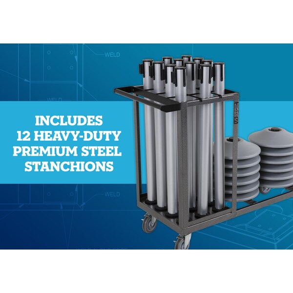 Us Weight Statesman Stanchion Cart Kit, Silver Premium Steel - U2509SLVR12