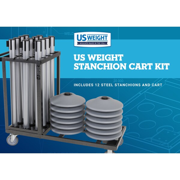 Us Weight Statesman Stanchion Cart Kit, Silver Premium Steel - U2509SLVR12