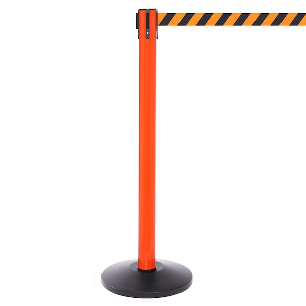 Queue Solutions SafetyPro 250, Orange, 11' Orange/Black Diagonal Striped Belt - SPRO250O-OB110