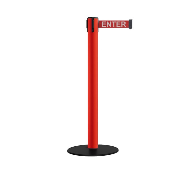 Montour Line Retractable Belt Stanchion, Low Base, 3 Red Post 16' R.Cau.Belt - S660-RD-CAURW-160