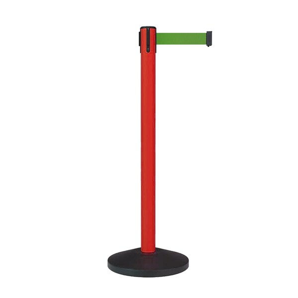 Montour Line Stanchion Belt Barrier Red Post 9ft. Green Belt - ES400-RD-GN-90