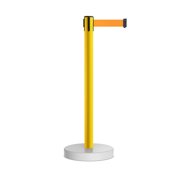 Montour Line Stanchion Belt Barrier WaterFillable Base Yellow Post 9ft.Fl.Org Belt - P400WF-YW-FOR-90