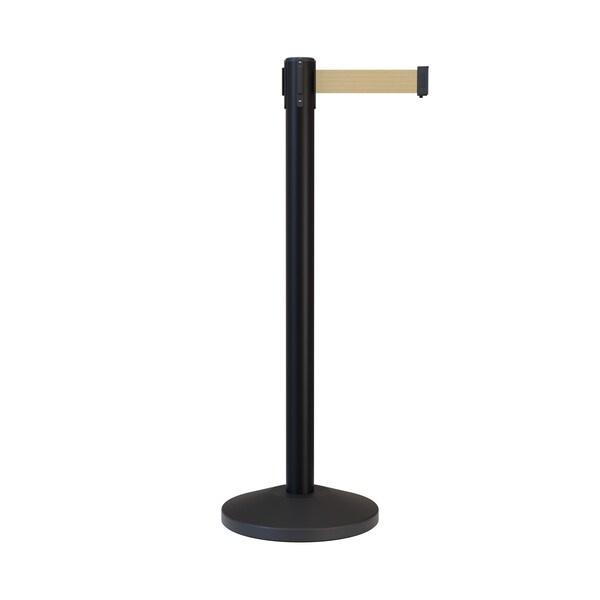 Montour Line Stanchion Belt Barrier Black Post 11ft. Lt BrwnBelt - ES400-BK-LBN-110