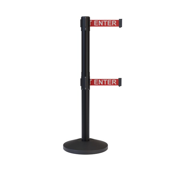 Montour Line Stanchion Dual Belt Barrier Black Post 11ft. R.Cau.Belt - ES400D-BK-CAURW-110