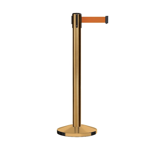 Montour Line Stanchion Belt Barrier Sat.Brass Post 16ft. Orange Belt - ES660-SB-OR-160