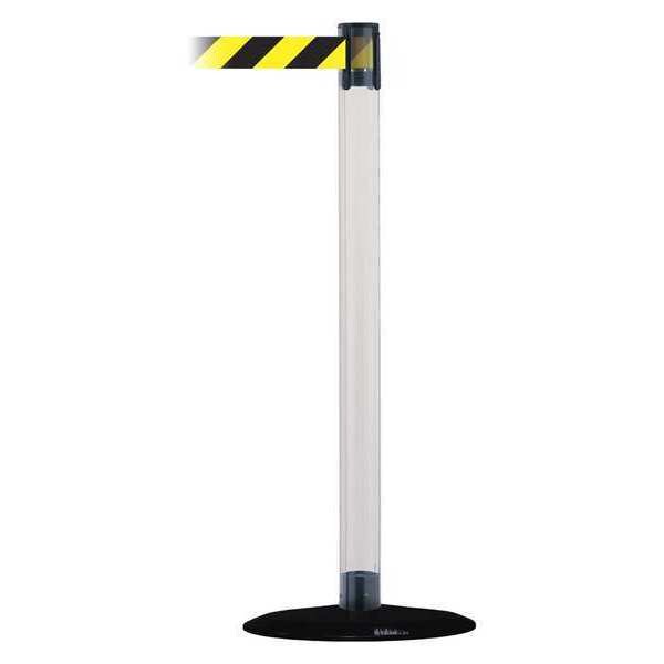 Tensabarrier Barrier Post with Belt, 7 1/2 ft Length, 38 in Post Height, No Legend, Black - TCLB-33-STD-NO-D4X-C
