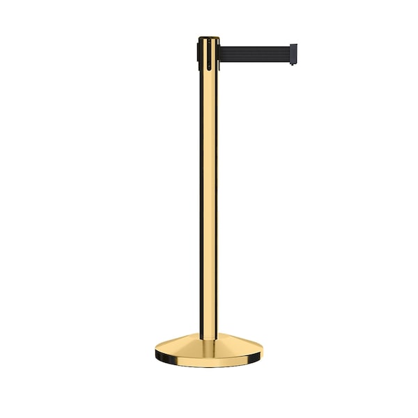 Montour Line Stanchion Belt Barrier Pol.Brass Post 13ft. Black Belt - ES400-PB-BK-130