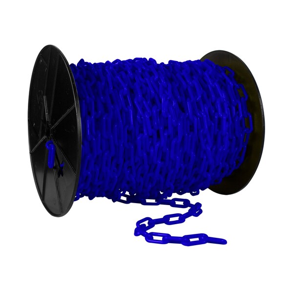 Mr. Chain 1.5" x 200' Traffic Blue Plastic Safety Chain - Reel - 30126