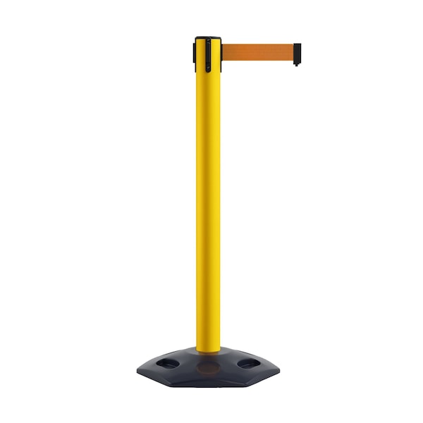 Montour Line Stanchion Belt Barrier Rubber Base Yellow Post 16ft.Orange Belt - P660DRB-YW-OR-160