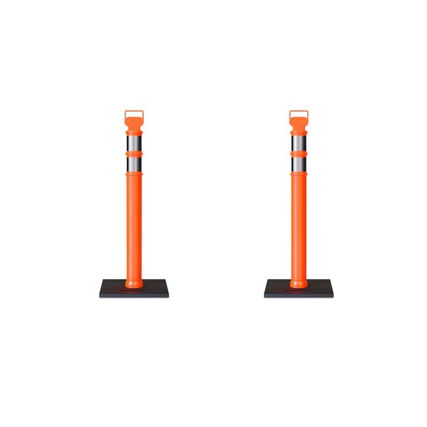 Montour Line Orange Delineator Post with Base, 45 In, 2 Pack - DL1-OR-10-KT-2