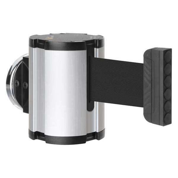 Lavi Industries Retractable Belt Barrier, Silver, 15 ft Length, No Legend, Satin Aluminum - 50-41300MG/SA/BK