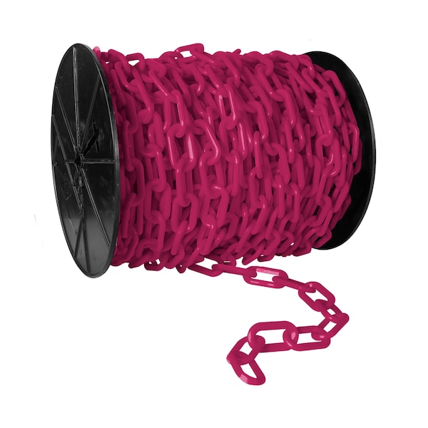 Mr. Chain 2" x 100' Safety Pink Heavy Duty Plastic Safety Chain - Reel - 51125