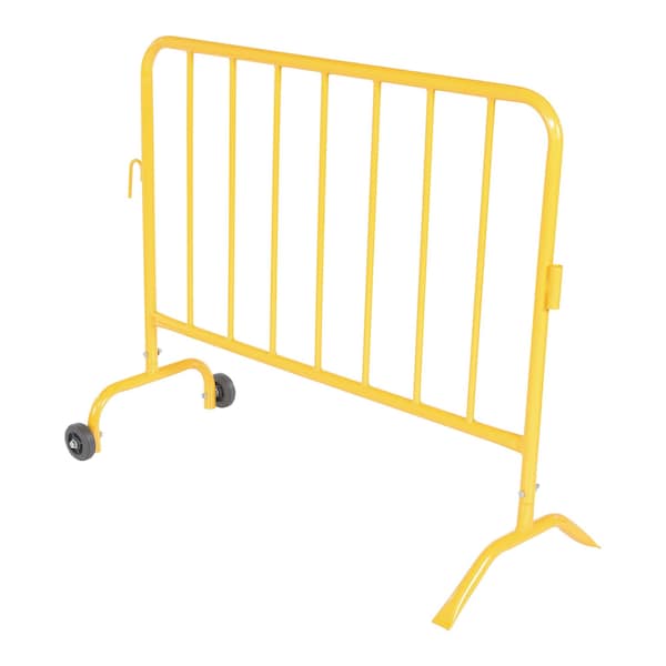 Vestil YELLOW BARRIER 48" W/FEET (1)CURVED (1) WHEELED - PRAIL-48-Y-W