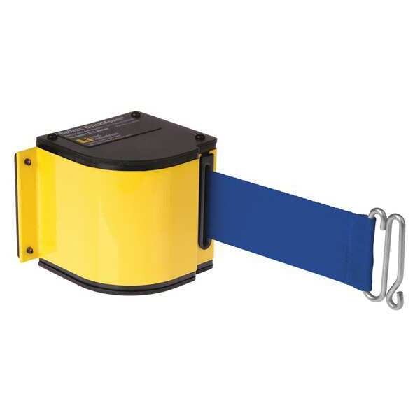 Lavi Industries Warehouse Quick Mount Retractable Belt Barrier, Yellow, 18 ft Length, No Legend, Powder Coated - 50-3016M/YL/18/BL