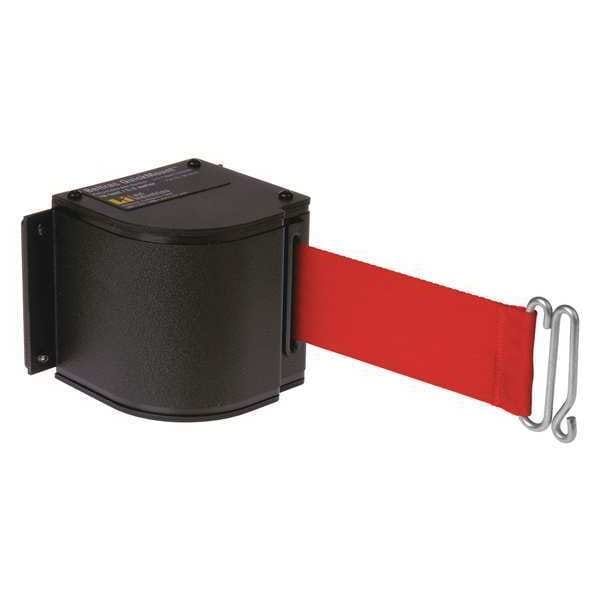 Lavi Industries Warehouse Adjustable Quick Mount Retractable Belt Barrier, Black, 18 ft Length, No Legend, Wrinkle - 50-3016U/WB/18/RD