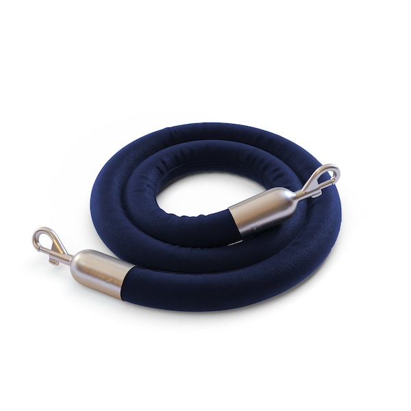 Montour Line Naugahyde Rope Dark Blue With SatinStainless Snap Ends 6ft.Cotton Core - PNR150-60-DB-SE-SS