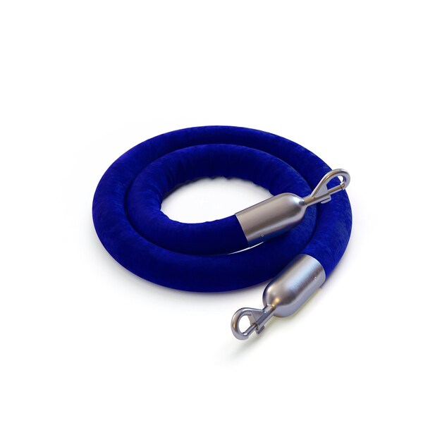 Montour Line Velvet Rope Blue With Satin Stainless Snap Ends 10ft.Cotton Core - PVR150-100-BL-SE-SS