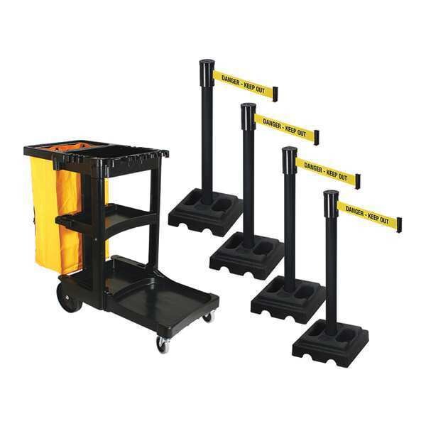 Retracta-Belt Barrier Systems, 15 ft Length, 40 in Post Height, Danger Keep Out - PSBK322PSB-DKO