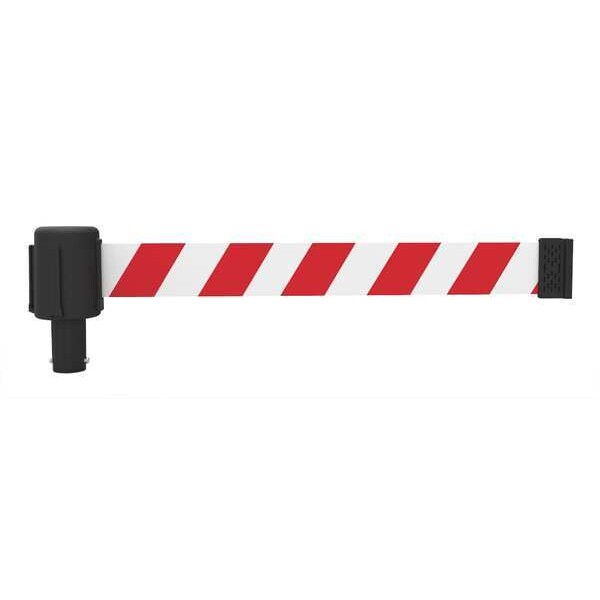 Banner Stakes Barrier Post with Belt, Red with White Stripes, 15 ft Length, 22 in to 42 in Adjustable Post Height - PL4098