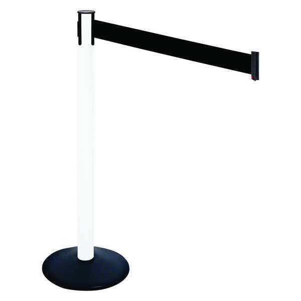 Retracta-Belt Barrier Post with Belt, Black, 10 ft Length, 40 in Post Height, No Legend, Powder Coated - 331PWH-BK