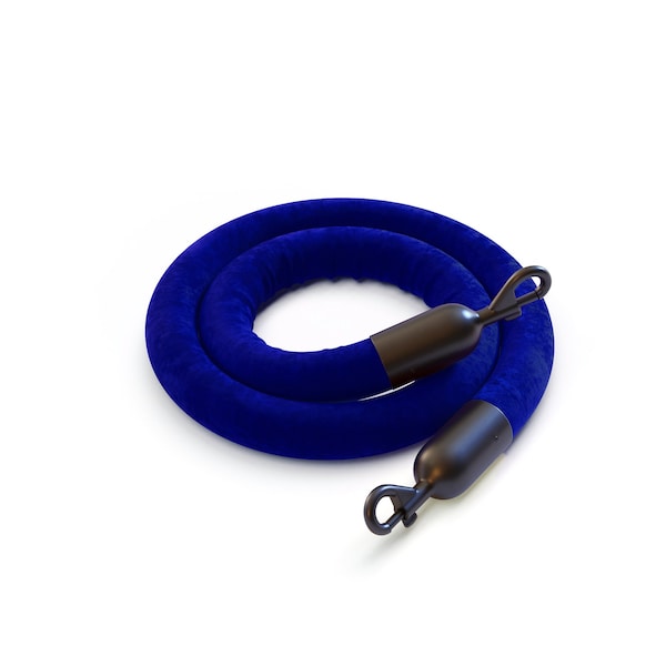 Montour Line Velvet Rope Blue With Black Snap Ends 6ft.Cotton Core - PVR150-60-BL-SE-BK