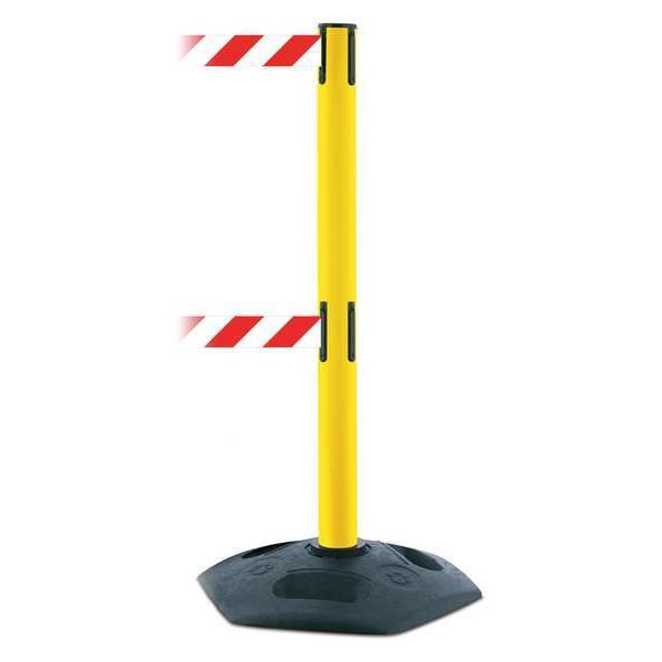 Tensabarrier Barrier Post with Belt, 7 1/2 ft Length, 38 in Post Height, No Legend, Black - 886T2-35-STD-NO-D3X-C