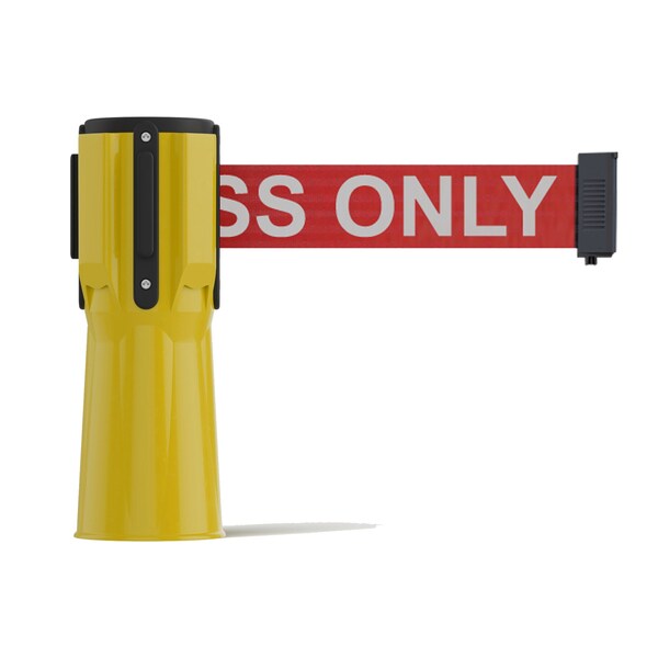 Montour Line Retractable Belt Barrier Cone Mount Yellow Case 11ft. R.Auth.Belt - CP100-YW-AUTHRW-110