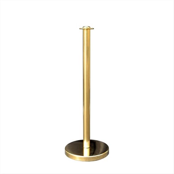 Vic Crowd Control VIP Crowd Control  12 in. Flat Base Economy Gold Stainless Steel Post with Flat Post Ring - 1603