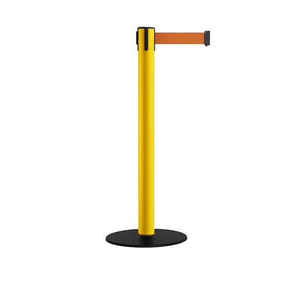 Montour Line Retr. Belt Stanchion, Low Base, 3in YLW Post 16' Orange Belt - S660-YW-OR-160
