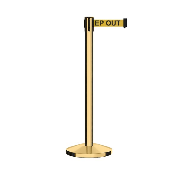 Montour Line Stanchion Belt Barrier Pol.Brass Post 9ft. Dange.Belt - ES400C-PB-DANGEYB-90