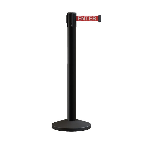 Montour Line Stanchion Belt Barrier Black Post 16ft. Red Caution Belt - ES660-BK-CAURW-160