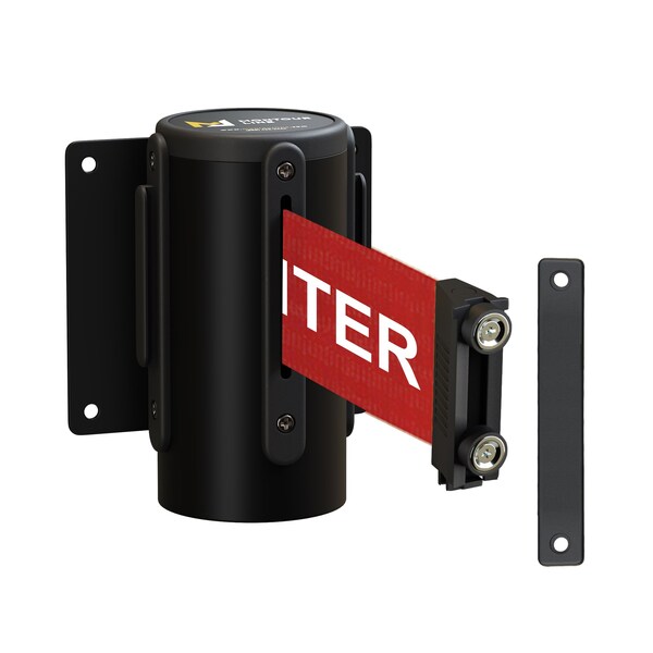 Montour Line Retr. Belt Barrier Fxd Black Metal Wall Mt 8.5' R.Cau.Belt - WM115-BK-CAURW-F-M-85