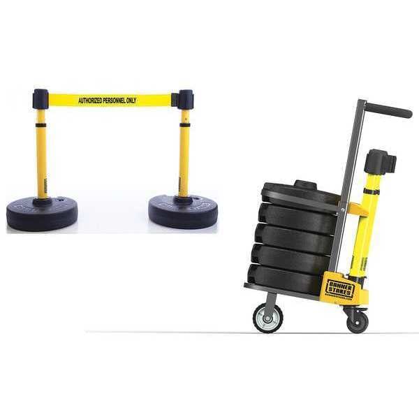 Banner Stakes Belt Barrier System, 15 ft Length, 22 in to 42 in Post Height, Authorized Personnel Only - PL4004