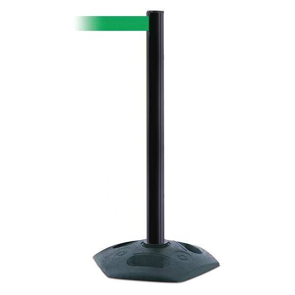 Tensabarrier Barrier Post with Belt, Black, 13 ft Length, 38 in Post Height, No Legend - 886-33-MAX-NO-G6X-C