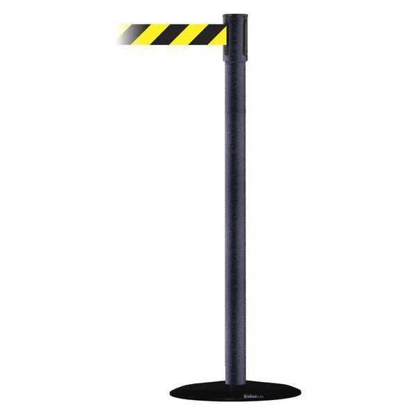 Tensabarrier Barrier Post with Belt, Black, 13 ft Length, 38 in Post Height, No Legend, Basics - 890B-33-89-89-MAX-NO-D4X-C