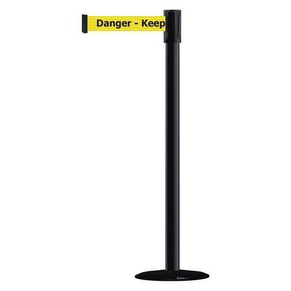 Tensabarrier Barrier Post with Belt, Black, 13 ft Length, 38 in Post Height, Danger Keep Out, Basics - 890B-33-33-33-MAX-NO-YDX-C