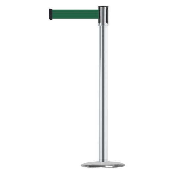 Tensabarrier Barrier Post with Belt, Polished Stainless Steel, 13 ft Length, 38 in Post Height, No Legend - 890U-1S-1S-1S-MAX-NO-G7X-C
