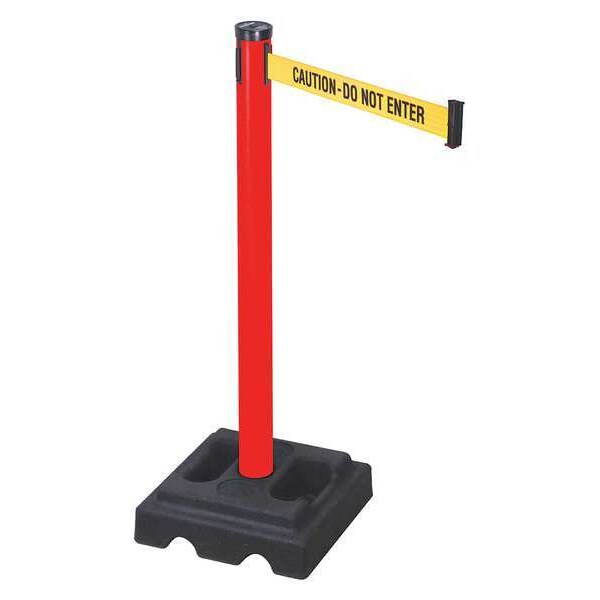 Retracta-Belt Barrier Post with Belt, Red, 10 ft Length, 40 in Post Height, Caution Do Not Enter, Red - 302PRD-CAU