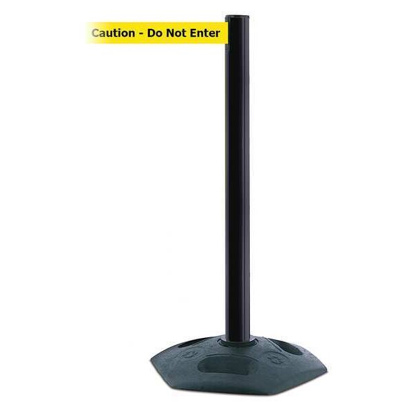 Tensabarrier Barrier Post with Belt, Black, 13 ft Length, 38 in Post Height, Caution Do Not Enter - 886-33-MAX-NO-YAX-C
