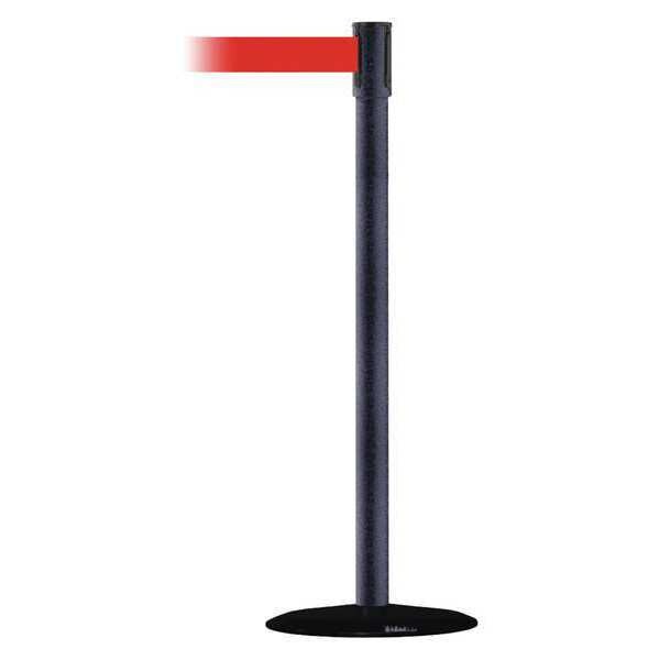 Tensabarrier Barrier Post with Belt, Black, 13 ft Length, 38 in Post Height, No Legend, Basics - 890B-33-89-89-MAX-NO-R5X-C