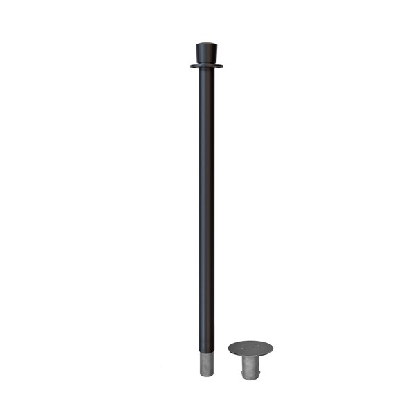 Montour Line Stanchion Post and Rope Removable Base Black Post Crown Top - SP400R-CN-BK