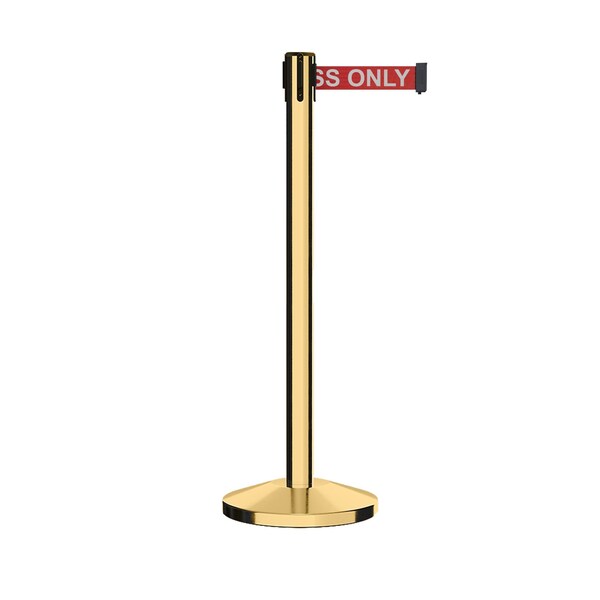 Montour Line Stanchion Belt Barrier Pol.Brass Post 13ft. R.Auth.Belt - ES400-PB-AUTHRW-130