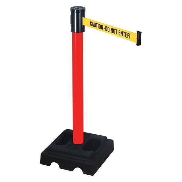 Retracta-Belt Barrier Post with Belt, Red, 15 ft Length, 40 in Post Height, Caution Do Not Enter, Red - 322PRD-CAU